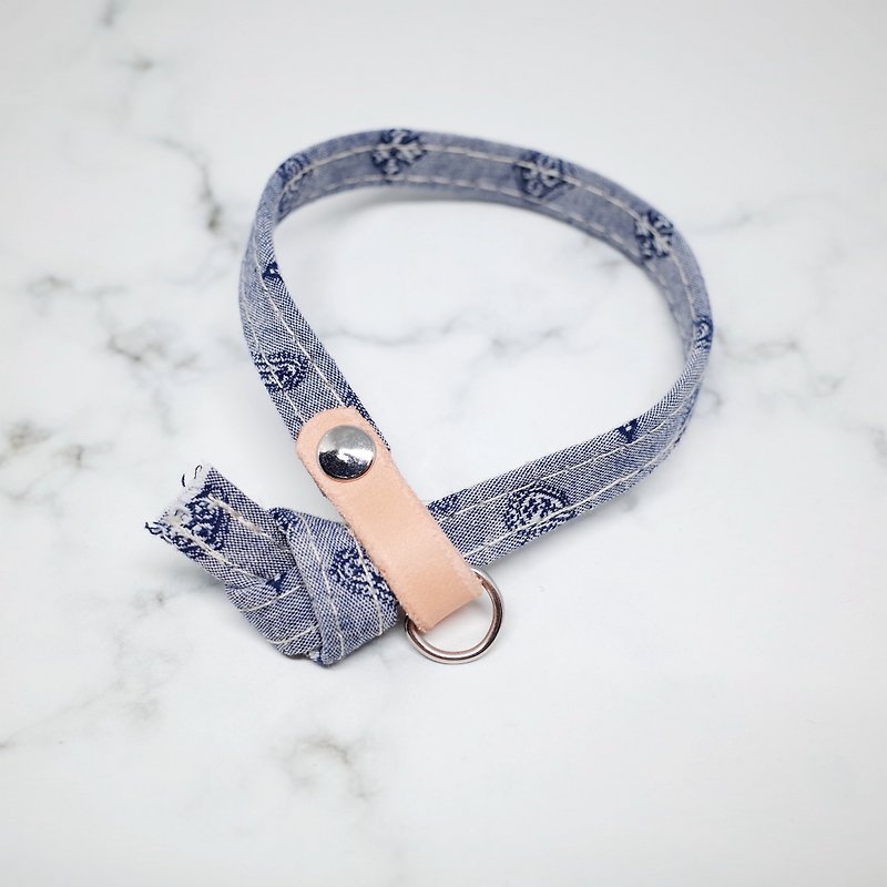 Cat Collars, cowboy style, grey & blue_CCT090437 - Collars & Leashes - Genuine Leather 
