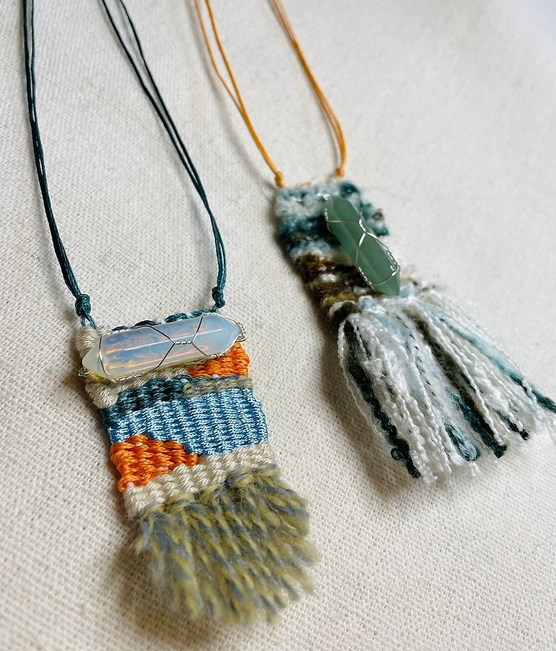 Physical | Taipei | Discounted Life Crystal Necklace Weaving Experience for Two | Fabric Necklace - Knitting / Felted Wool / Cloth - Cotton & Hemp 