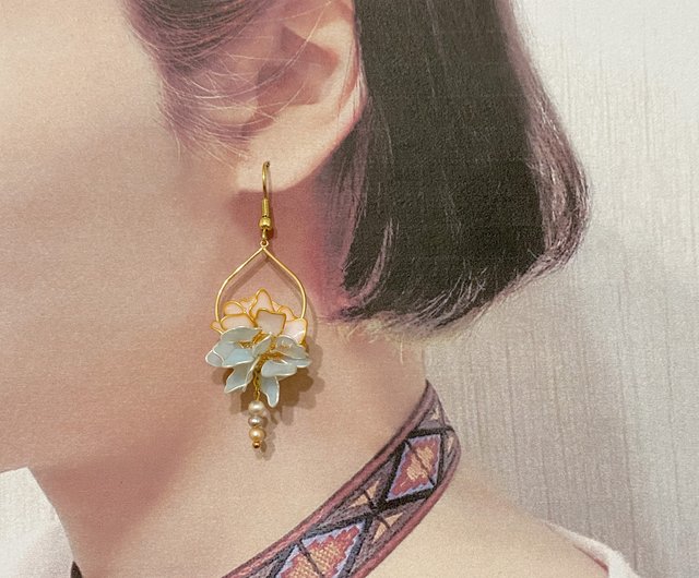 ワイヤーフラワーピアス/イヤリング【花嫁アクセサリー ディップ
