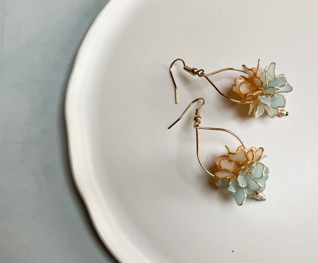フラワークリップ＋イヤリング ワイヤーフラワーピアス/イヤリング【花嫁アクセサリー ディップ