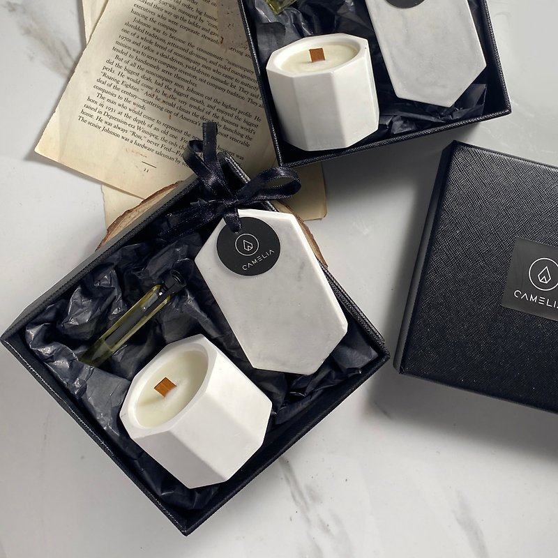 Handmade Gift Box-Marble Diffuse Stone+ Scented Candle Birthday Gift Scented Candle Korea Diffuse Father - Fragrances - Wax 