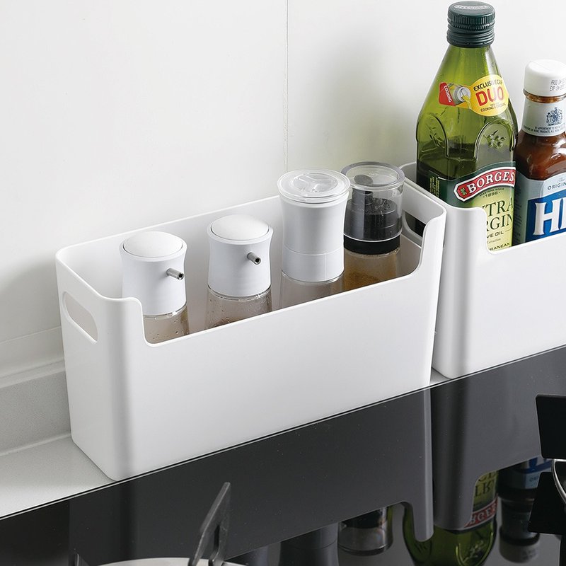 Japan Shoyama MUJI ABS double handle U-shaped shelf/cabinet storage basket-3 into - กล่องเก็บของ - พลาสติก ขาว