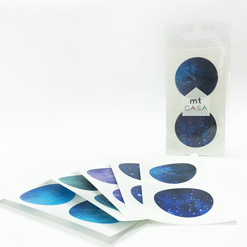 日本KAMOI mt CASA seal 和紙圓貼【星空 (MTCDS020)】 - 紙膠帶 - 紙 藍色