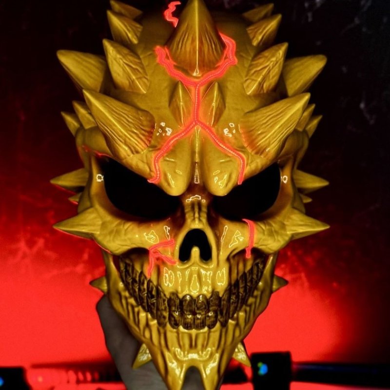 PayDay Skull mask Yellow with LED, Death Wish mask, Infamy mask, Halloween Mask - 口罩/口罩收納套 - 樹脂 黃色