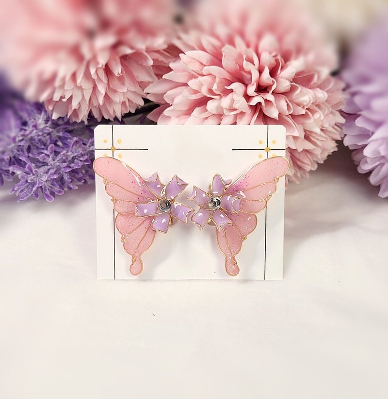 Butterfly Story Colorful Resin Earrings/ Clip-On - Earrings & Clip-ons - Resin Purple