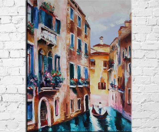 送料タダ★R.ROBERTI『VENEZIA（ベネチア）』油彩画 絵画 自然、風景画