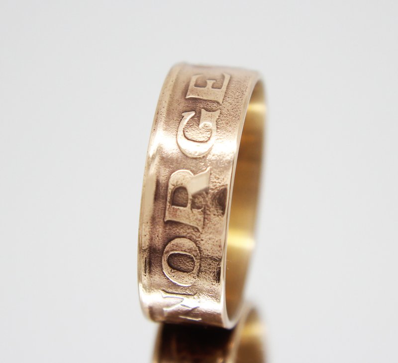 Norway Coin Ring 5 ore 1952-1957 norwegian coin ring norwegian ring coin ring - 戒指 - 其他金屬 