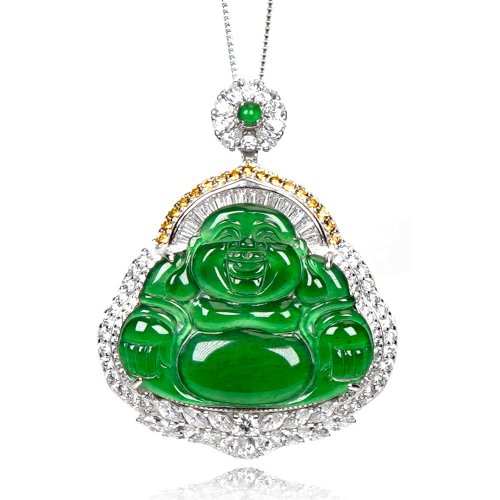 正佳珠寶 Gemsrich Jewelry 【正佳珠寶】翡翠 頂級玻璃種 彌勒大肚佛 12g 天然A貨翡翠