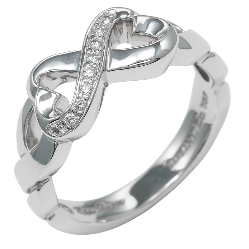 【日本直送】ティファニー TIFFANY&Co. ダブル ラビングハート リング 12.5号 K18WG ホワイトゴールド ダイヤモンド 約6.1g【中古】 - 戒指 - 貴金屬 銀色