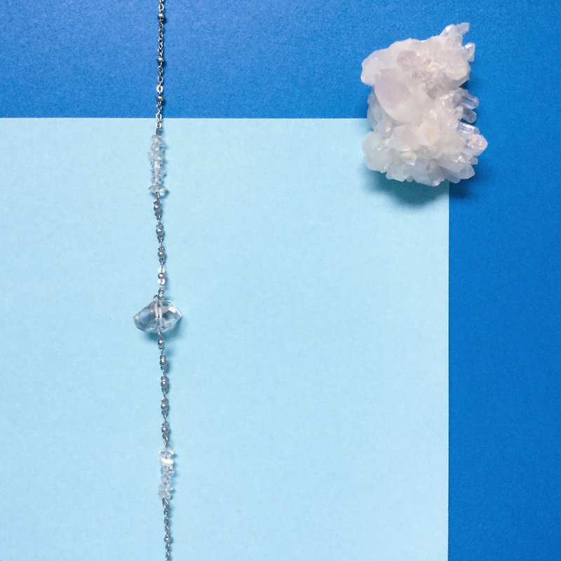 Double Terminated Herkimer Diamond Choker Necklace - Necklaces - Gemstone White