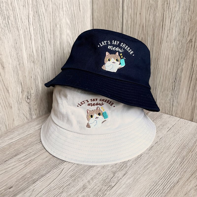 Meow Selfee cat fisherman's hat - หมวก - วัสดุอื่นๆ สีน้ำเงิน