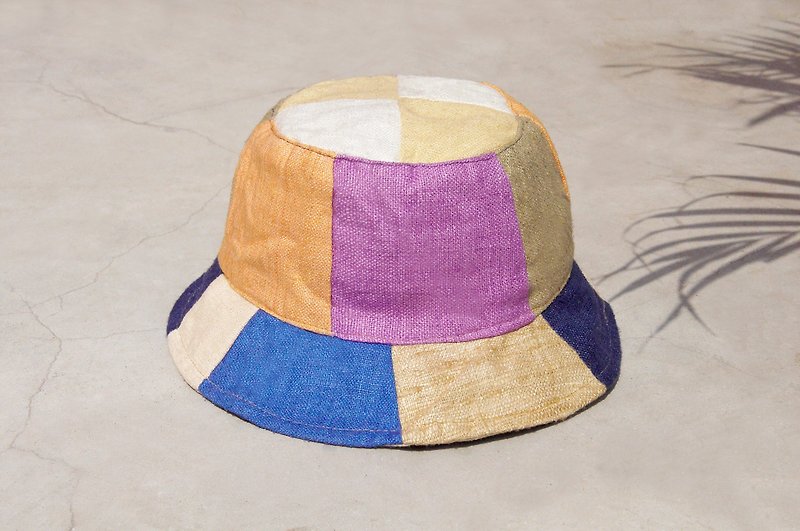 Valentine's Day gift limit a land of forest wind stitching hand-woven cotton Linen cap / hat / visor / hat Patchwork / handmade hat - the tropical rainforests of South America stitching handmade cap - Hats & Caps - Cotton & Hemp Multicolor