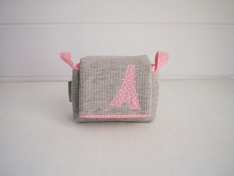 hairmo little point zipper side back camera bag - light gray + pink point (monocular / monocular / mobile power) - Camera Bags & Camera Cases - Cotton & Hemp Pink