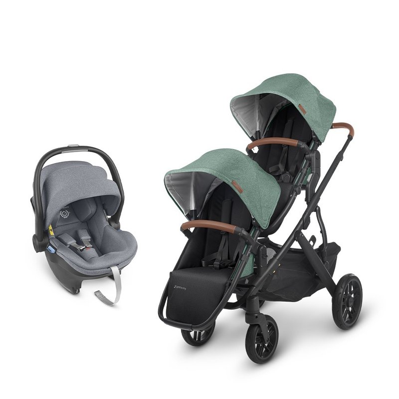 台灣宅配【UPPAbaby】【雙寶推車提籃】VISTA V2森林綠+藍灰提籃1 - 嬰兒車/嬰兒推車 - 其他材質 綠色
