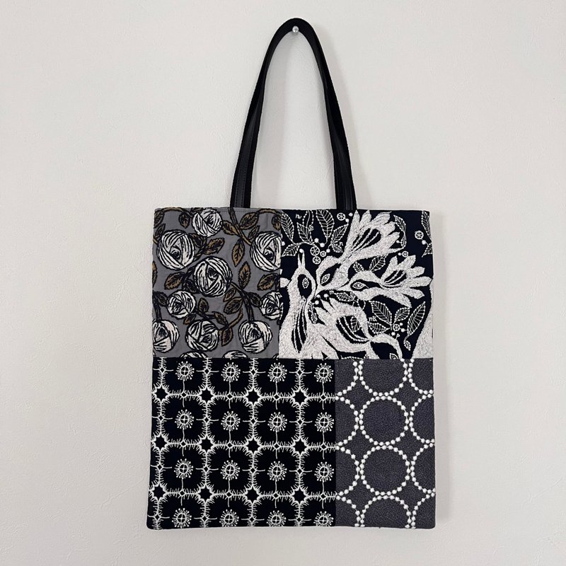 mina perhonen Popular Pattern Fabric Bag Tote Bag Handbag Tote Bag - Handbags & Totes - Cotton & Hemp Black