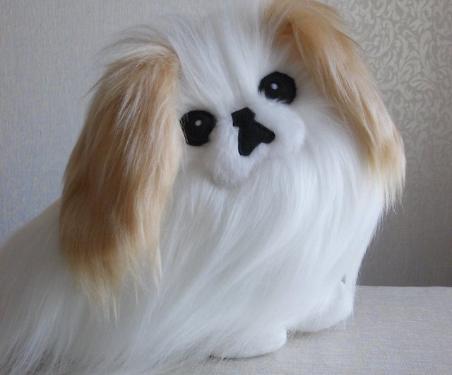 lovely Pekingese dog 14x10cm furry fur dog model toy polyethylene