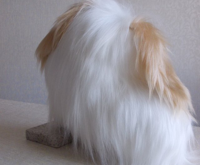 lovely Pekingese dog 14x10cm furry fur dog model toy polyethylene