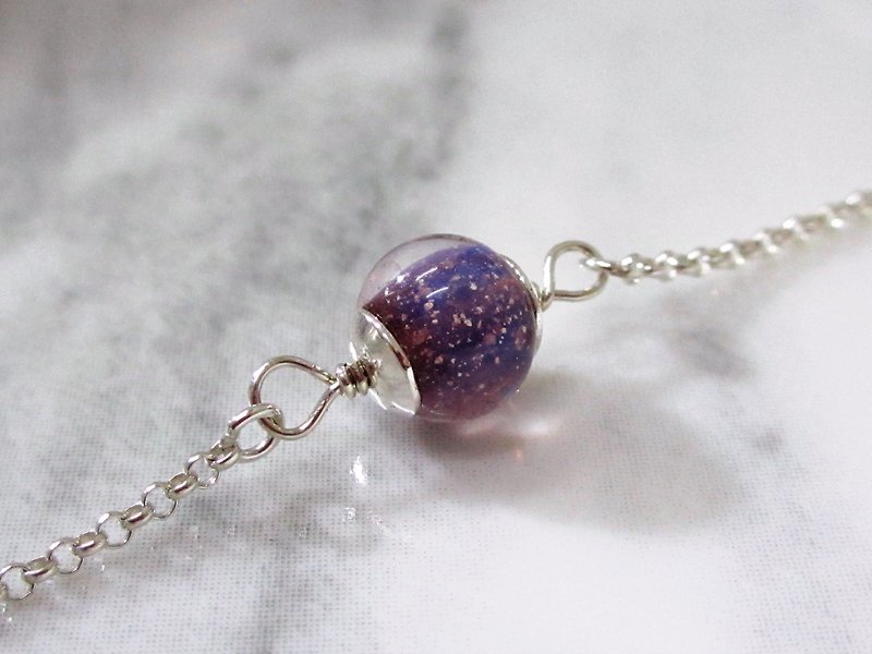 Small universe series | × 925 sterling silver small purple planet glass bracelet -17CM - สร้อยข้อมือ - แก้ว หลากหลายสี