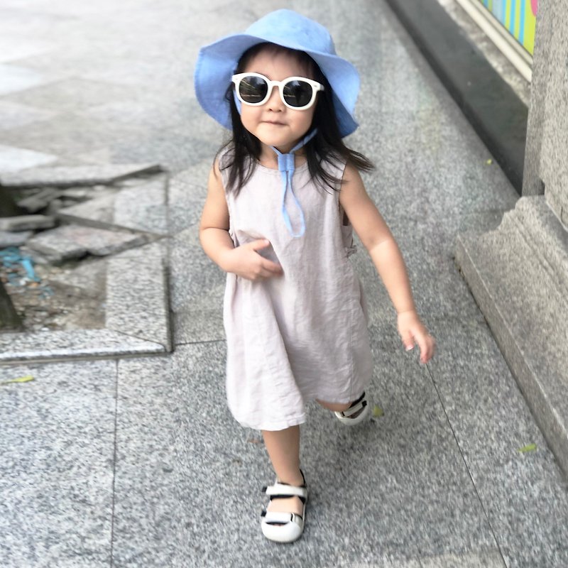Sky blue spring and summer cotton and linen wide-brimmed sunhat - Parent-Child Clothing - Cotton & Hemp Blue