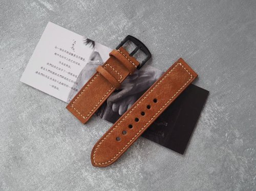 皮俠客PXK手工皮具 純手工牛皮磨砂黃棕錶帶 長度寬度可訂製 顏色款式可客製化可刻字