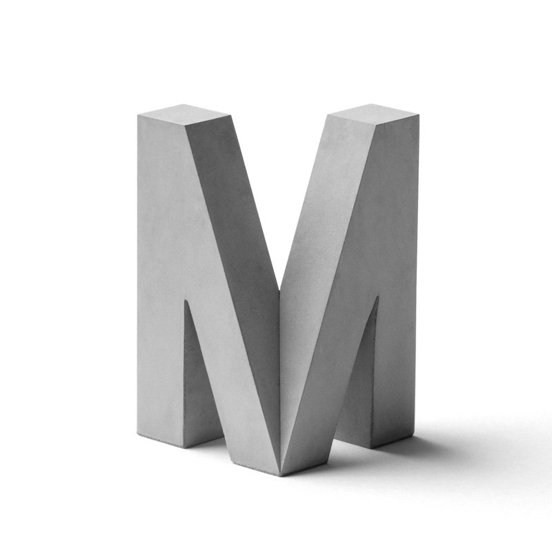 Concrete Alphabet M - Items for Display - Cement Gray