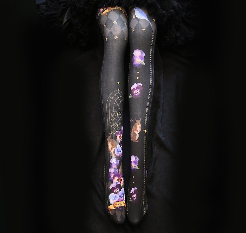 Lolita OTK tights_Gem garden - Stockings - Polyester Black