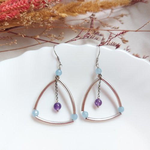 鍊戀翡翠 s925純銀 紫水晶 海藍寶耳環 | 手作客製 手鍊 項鍊 耳飾 飾品