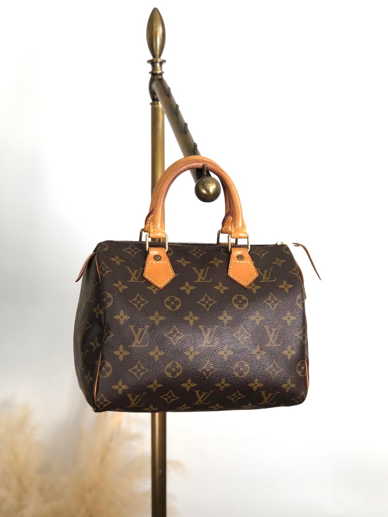 【 日本直送　名牌中古包 】LOUIS VUITTON モノグラム ハンドバッグ ブラウン PVC レザー スピーディ25 ミニボストン 232hgi - 手提包/手提袋 - 防水材質 咖啡色