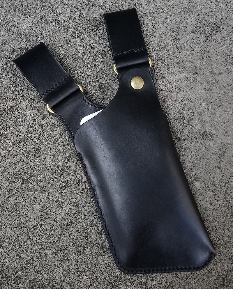 Western-黑色手機套/袋(可客製更改左手適用) - 手機殼/手機套 - 真皮 黑色