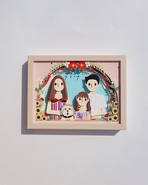 lita-craft Layered custom papercut frame: family theme.