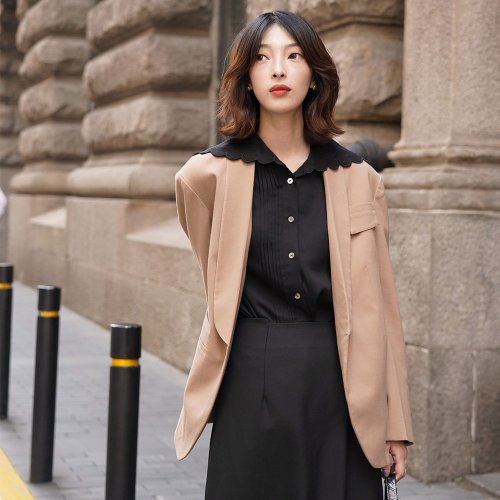 キャメルグリーンフルーツカラーカジュアルブレザー|ジャケット|秋