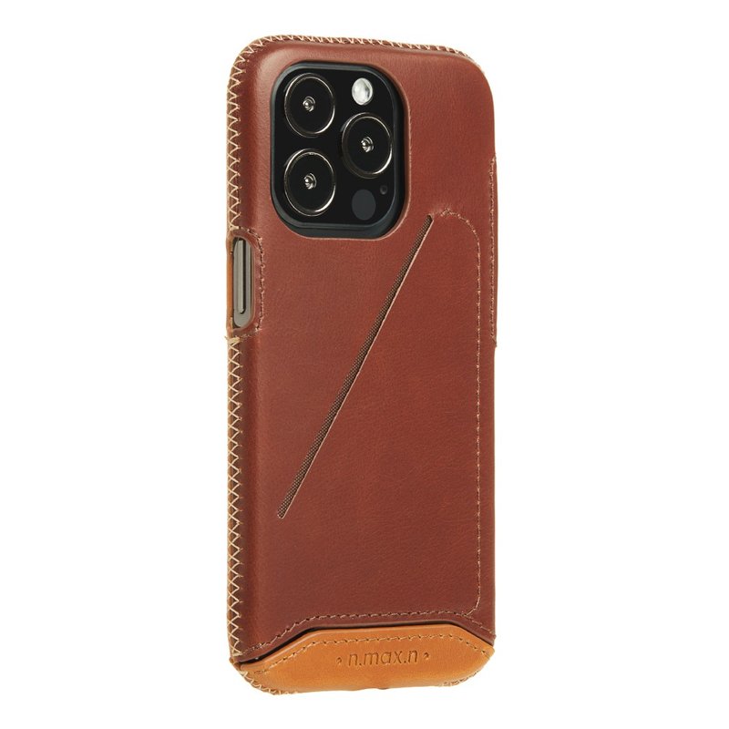 iPhone14 Pro 經典系列全包覆手機皮套-巧克力 - 手機殼/手機套 - 真皮 咖啡色