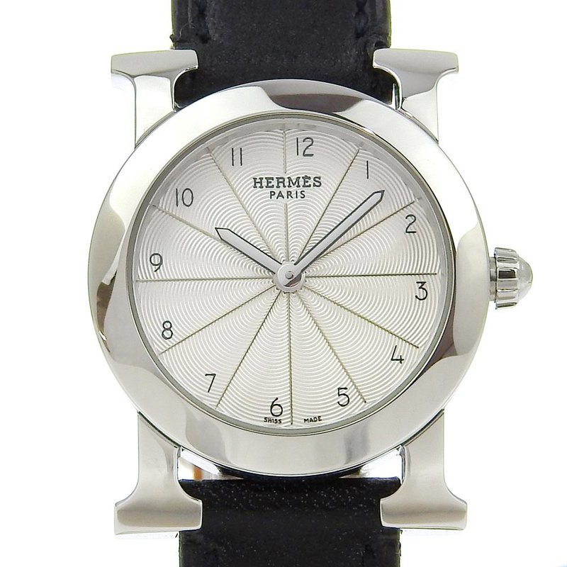 【日本直送】エルメス HERMES Hウォッチ ロンド 腕時計 HR1.210 SS×型押しレザー J クオーツ アナログ表示 シルバー文字盤 【中古】 - 女錶 - 不鏽鋼 銀色