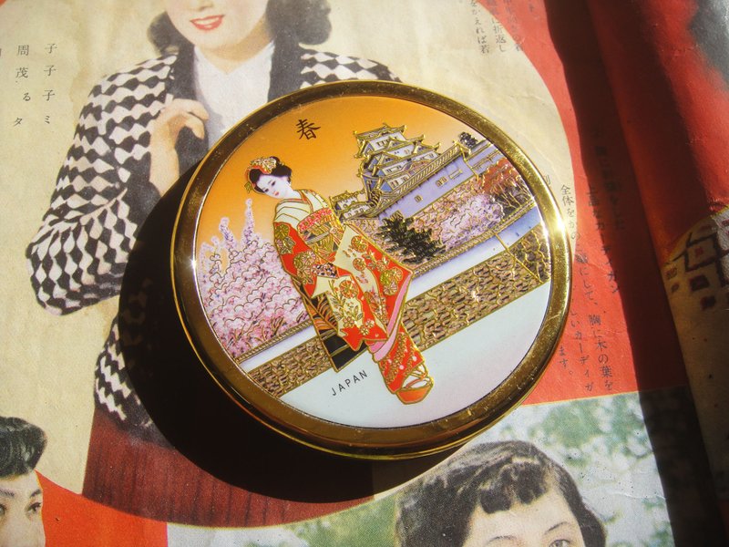 [OLD-TIME] Early second-hand Japanese-made portable metal mirror box - ของวางตกแต่ง - วัสดุอื่นๆ 