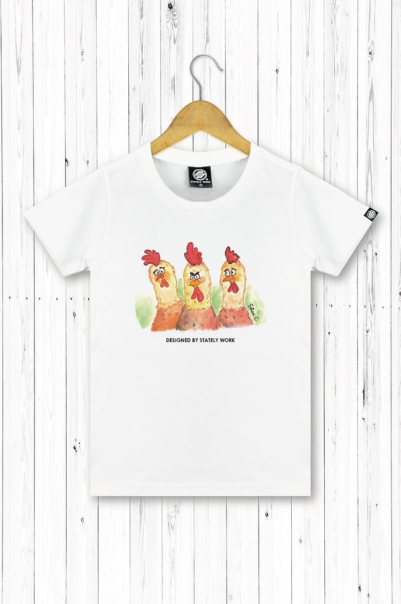 STATELYWORK World-weary Zodiac-Chicken-Female White T-shirt - เสื้อผู้หญิง - ผ้าฝ้าย/ผ้าลินิน ขาว