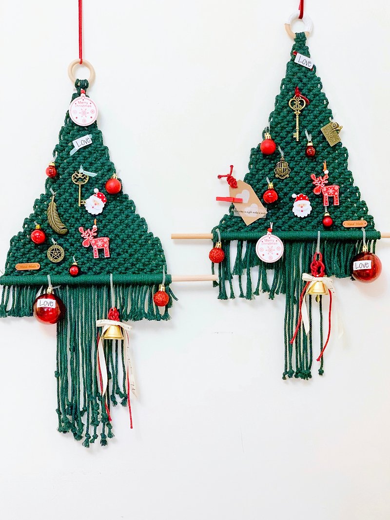 【マクラメ手織りクリスマスツリー】家庭やビジネスの装飾に最適 - 置物 - コットン・麻 グリーン