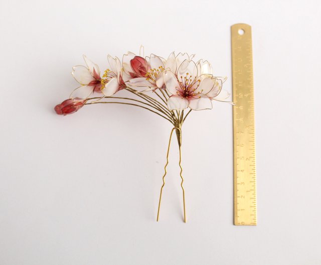 之櫻八重櫻鍍金髮簪 桜手作りかんざし dipart - ショップ