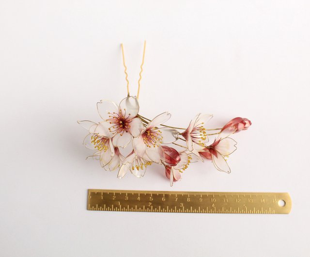 之櫻八重櫻鍍金髮簪 桜手作りかんざし dipart - ショップ
