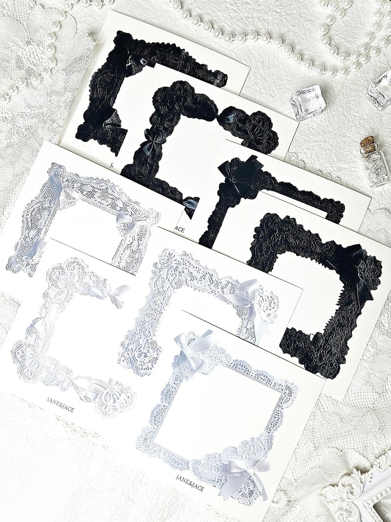 Square lace frame paper - 貼紙 - 紙 