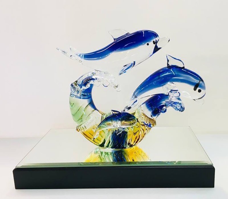 水晶玻璃 海豚 勇往直前 齊力同心 - 擺飾/家飾品 - 玻璃 