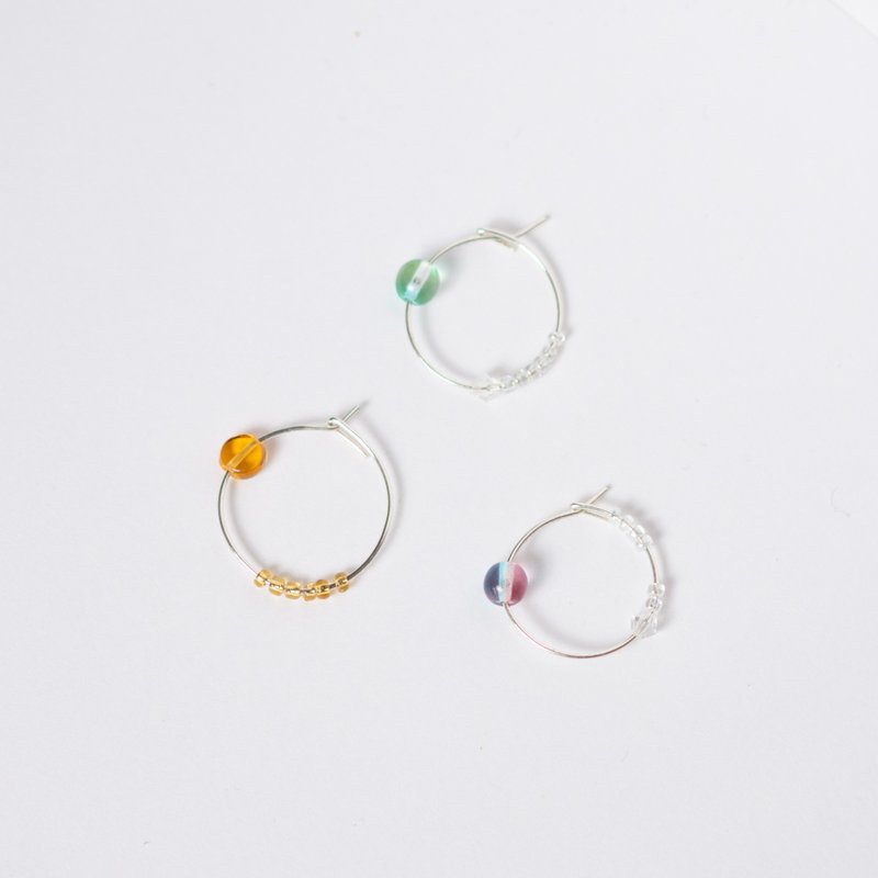 Lab | Glazed Hoop Earrings - Sold individually - ต่างหู - เงินแท้ สีเงิน