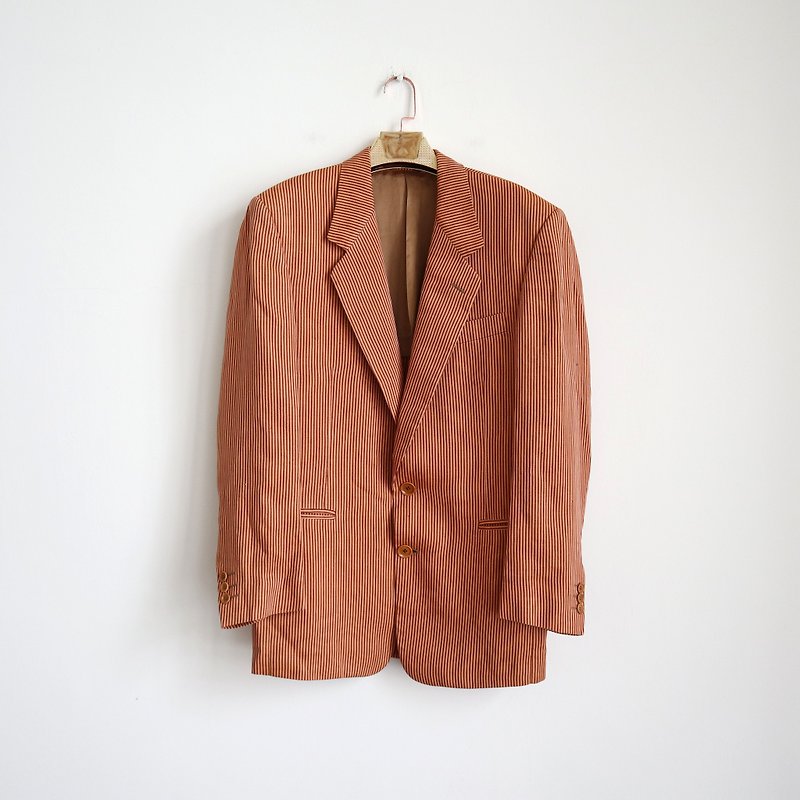 Pumpkin Vintage. Gianfranco Ferre orange striped linen blazer - เสื้อสูทผู้ชาย - ผ้าฝ้าย/ผ้าลินิน สีส้ม