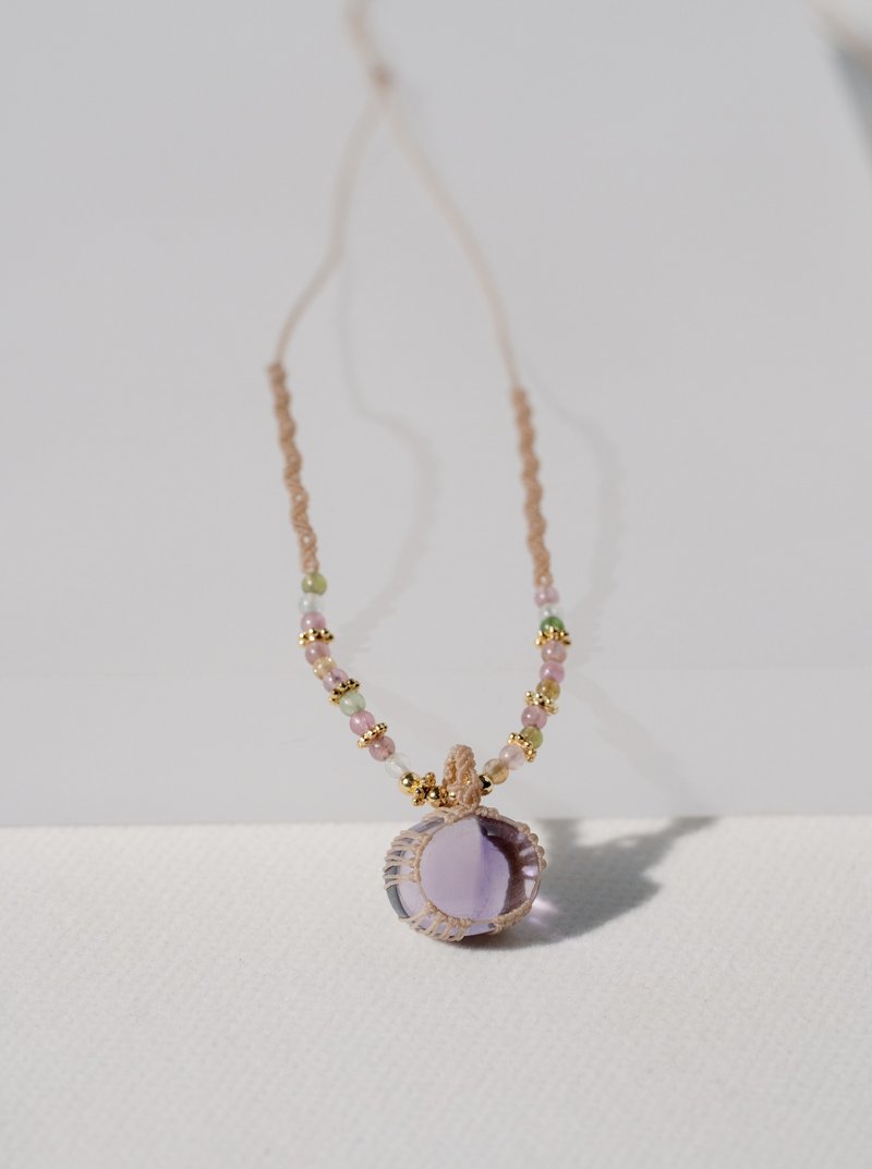 Explosive Personal Pendant Series Tourmaline Beads and Amethyst Necklace - สร้อยคอ - คริสตัล 