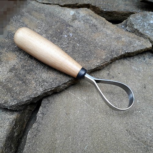 Forged Chisel Spoon carving tool. Tear Drop.
