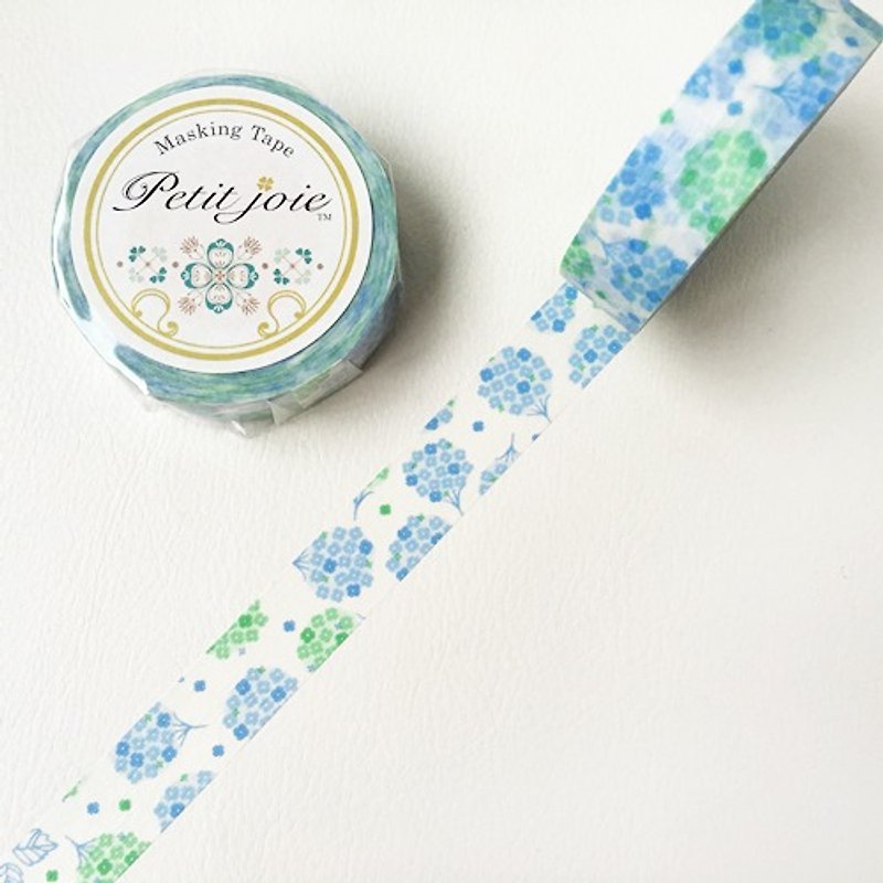 NICHIBAN Petit Joie Masking Tape 和紙膠帶【繡球花 (PJMT-15S024)】 - 紙膠帶 - 紙 藍色