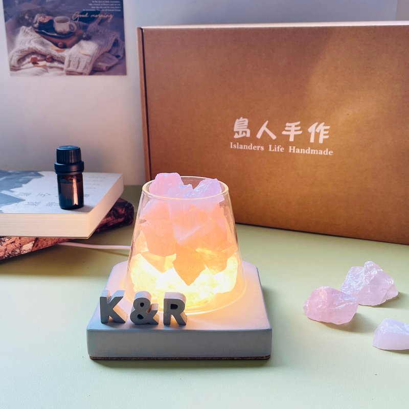 能量擴香水晶山【粉水晶的幸福與愛 】水晶禮盒-( 水泥字要加購 ) - 香氛/精油/擴香 - 水晶 粉紅色