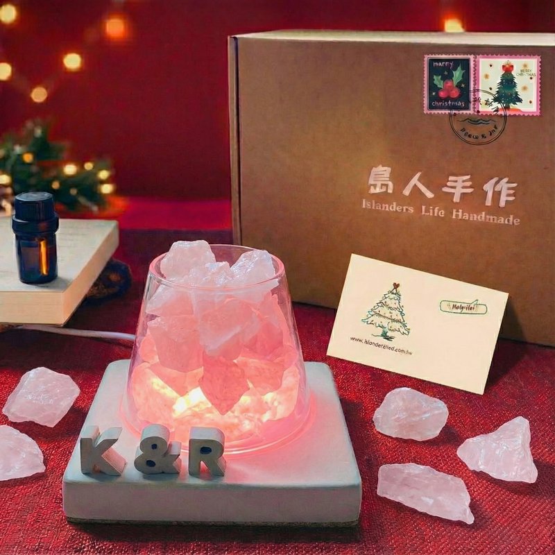 エナジーアロマストーンクリスタルマウンテン【ローズクォーツの幸福と愛】クリスタルギフト用の箱 (セメント文字は追加購入) - アロマ・線香 - クリスタル ピンク