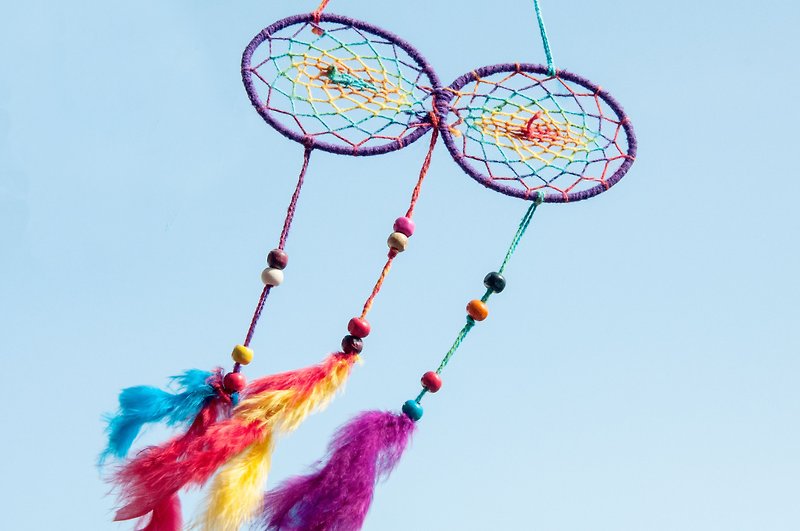 National Wind boho ornaments hand-woven cotton Linen Dreamcatcher Charm dream Cather- purple eye - Items for Display - Cotton & Hemp Purple
