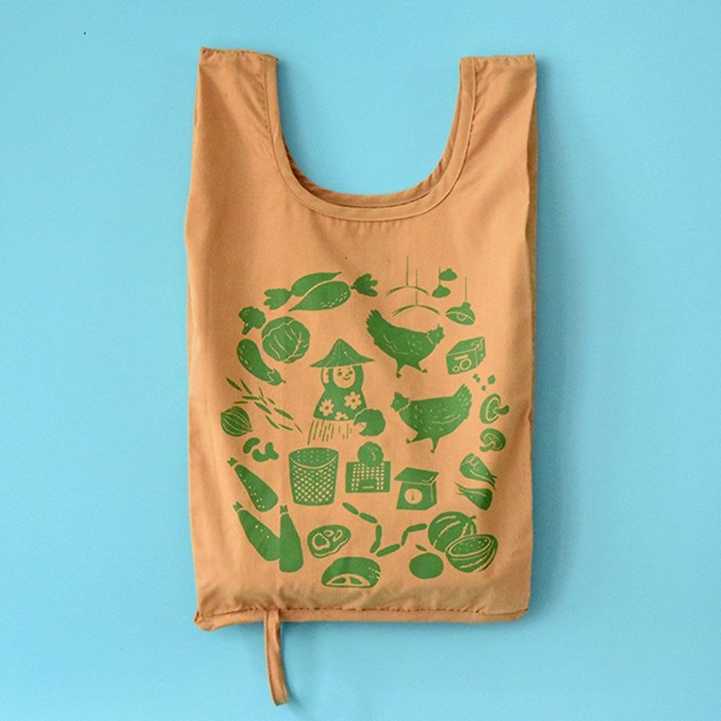 "H" Easy Bag / Food Market / Spinach Green - กระเป๋าถือ - ผ้าฝ้าย/ผ้าลินิน 