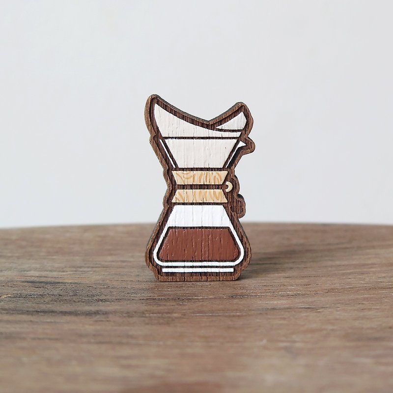 Wooden brooch chemex - 胸針 - 木頭 咖啡色
